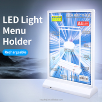 Panneau d'affichage LED pour restaurant Boîte à lumière publicitaire rechargeable A4 Double face Support d'affichage LED Boîte à lumière LED Porte-enseigne