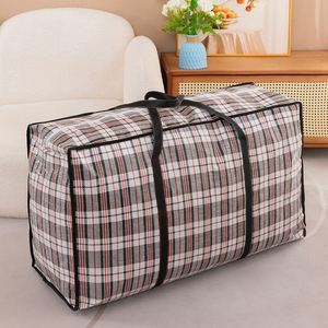 Extra <b>Large</b> 25 kg PP Foldable <b>Storage</b> <b>Bag</b> 78*55*23cm Red Checkered Water Resistant <b>Zipper</b> Closure Clothes Bedding Comforter - Product Image 3