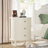 Tribesigns pas d'assemblage table d'appoint en bois avec pieds en bois massif blanc 2 tiroirs table de chevet salon chambre armoire
