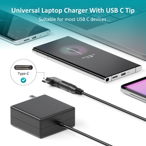Chargeur universel pour ordinateur portable 90W, 16 embouts DC, adaptateur USB-C inclus, tension automatique pour HP Dell Lenovo Asus Acer Toshiba Samsung Fujitsu - Product Image 5