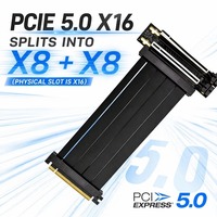 Câble Riser PCIe 5.0 X16 pour Montage Vertical de GPU sur Boîtier PC Serveur, Splitter X8 X8 Gen5, Câble d'Extension à Double Connecteur 3U Plaqué Or