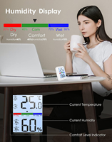 Termometer higrometer Digital dalam ruangan, dengan Kelembaban Indikator nyaman Monitor suhu plastik ABS D4 Datronn untuk rumah kantor
