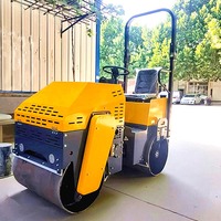 Rouleau tandem hydraulique complet de 1 tonne de qualité professionnelle Double éclairage LED Construction de nuit rouleau routier pratique