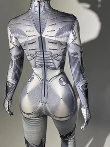 Combinaison moulante sexy pour femme, imprimé robot, avec strass, style showgirl, pour cosplay, jeu <span class=keywords><strong>de</strong></span> rôle et tenue <span class=keywords><strong>de</strong></span> <span class=keywords><strong>festival</strong></span> - Product Image 5