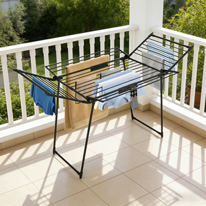 Séchoir à linge pliable portable sur roulettes pour camping-car, appartement, dortoir, usage double pièce, gain de place, <span class=keywords><strong>support</strong></span> OEM - Product Image 1