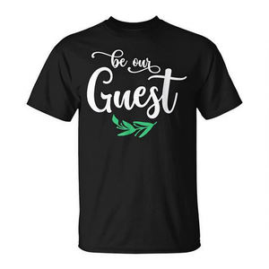 Camiseta de boda Be Our Guest, cuello redondo negro, talla para adultos - Product Image 2