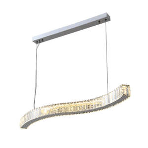 Lámpara de araña moderna LED anillo de lujo conectado tira larga luz colgante de cristal para mesa de comedor - Product Image 6