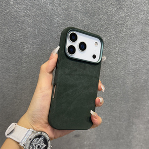Étui de téléphone en <span class=keywords><strong>cuir</strong></span> flanelle gris argenté <span class=keywords><strong>pour</strong></span> Apple iPhone 17 Pro Max, haut de gamme, compatible avec les nouveaux modèles 16 Pro, 15, 14 et 13, grande protection - Product Image 1
