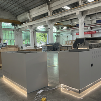 Fabricant de meubles de jardin Foshan, armoires de cuisine modulaires en acier en forme de L, armoire extérieure pour réfrigérateur, barbecue, armoires de cuisine extérieures