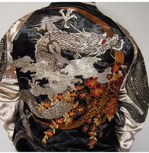 Veste réversible brodée pour homme, manteau Vintage avec fleurs de cerisier Dragon, style japonais, grande taille, printemps et automne