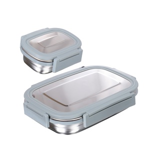 Boîte à lunch carrée hermétique en acier inoxydable avec couvercle en plastique et acier Boîte tiffin portable écologique - Product Image 1