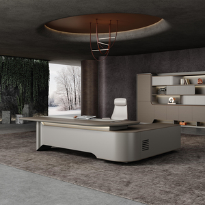 โต๊ะทำงานผู้บริหารดีไซน์หรูหรา ทำจากไม้เมลามีน พร้อมตู้ข้างขนาดใหญ่ - Product Image 1