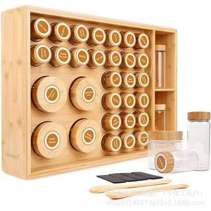 <b>Spice</b> <b>Jar</b> Wooden Storage Rack 4 Layers Airtight Bamboo Lid Natural Wood Color Kitchen Organizer - Product Image 1