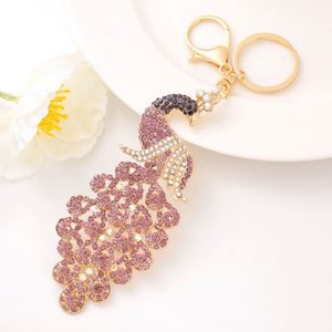 Peacock Peafowl Rhinestone Keychain Cute Crystal Charm Purse Handbag Car <b>Backpack</b> Pendant Party Wedding Birthday Gift - Product Image 3