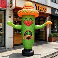 Cactus gonflable géant personnalisé avec logo lumineux LED, figurine publicitaire mexicaine pour affichage en restaurant