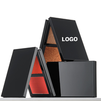 Palette de maquillage quotidienne en poudre, double couche, végétalienne, noire, haute pigmentation, longue tenue, avec logo personnalisé, pour le contour et le blush – Vente en gros