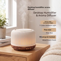 Diffuseur d'arômes de bureau Faner, design grain de bois, ultrasons, éclairage sept couleurs, veilleuse chaude, pour la maison, personnalisation possible