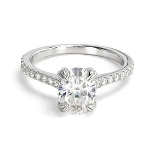 Anillo de Compromiso de Lujo Personalizado de Plata 925 con Moissanita de 2 Quilates, Corte Ovalado, D VVS, para Bodas y Fiestas, con Engaste de Puntas - Product Image 1