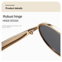 Nouvelle Arrivée Lunettes de Soleil Tendance Haut de Gamme en Métal à Monture Ovale Fine, Protection UV400, Verres Classiques Style Abat-jour