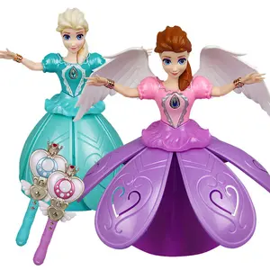 אלזה אנה בובות 2 Suppliers-ילדים חינוכיים צעצועים ומתנות יום הולדת חשמלי רוקד נסיכת בובת עם שלט רחוק שרביט עבור נסיכה קפוא אלזה בובה