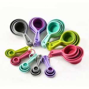 Ensemble de tasses et cuillères à mesurer pliables écologiques personnalisées, 8 pièces, compatibles lave-vaisselle - Product Image 1