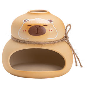 Ensemble de cheminée en céramique en forme de chaton, décoration de bureau à domicile, brûleur d'encens aromatique, écologique, glaçure colorée, plaque de lavande Dehua - Product Image 5