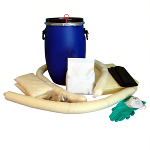 Kit anti-déversement pour produits chimiques en contenants cylindriques avec tampons absorbants et gants - Product Image 2