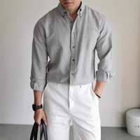 Chemise de travail pour homme en lin perlé de luxe, à manches longues et boutonnée, style décontracté chic, personnalisable