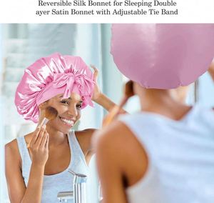 Gorro de Dormir Elástico Ajustable para Mujer, Gorro de Satén Sólido Impermeable para Ducha y Baño - Product Image 5
