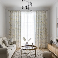 Rideaux en tissu transparent imprimé floral de haute qualité, aspect lin et coton moderne, pour salon, cuisine, ensemble de rideaux