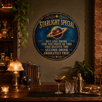 Plaque Murale Métallique Gaufrée Vintage Starlight – Offre Spéciale : Achetez une Boisson, Payez-en Deux – Décoration de Bar Personnalisée OEM, Direct Usine