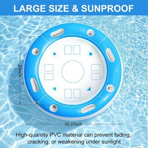 PVC Inflatable Round Pool Float <b>Cooler</b> 100*58 CM Game <b>Table</b> Blue Color for Indoor Outdoor Beach Summer Parties - Product Image 4