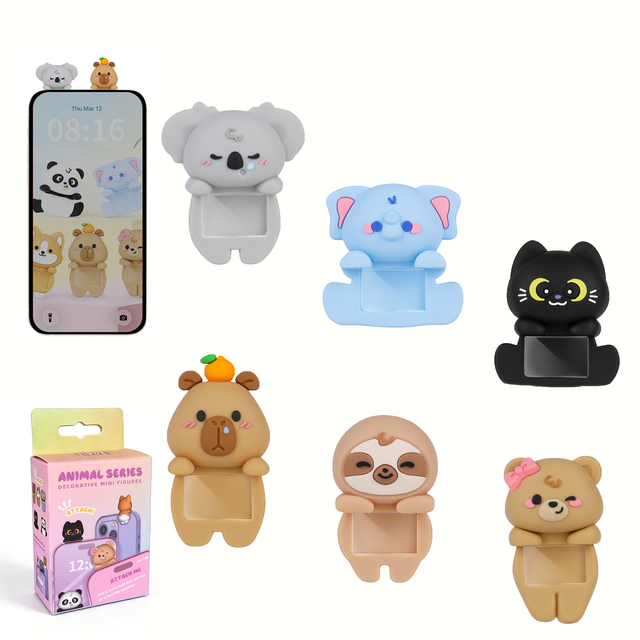 Funny Cute 3D Mini Decorative Figures for Phone Edge Capybara Friends Desktop Companions Kawaii Phone Decorative Figures