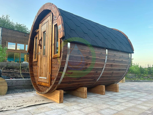 Kabin Sauna barel Cedar inframerah kayu luar ruangan Modern untuk 2-3 orang dengan jendela panorama - Product Image 2