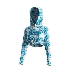 Haut court pour femme UPF100+ ultraléger et aérodynamique avec capuche, équipement de plein air, logo personnalisé pour la pêche et la plage - Product Image 1