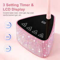 Lampu UV Isi Ulang 18W untuk Kuku Gel, Lampu Kuku Portabel dengan Sensor Otomatis, Pengering Kuku UV LED Berlian untuk Salon & Rumah