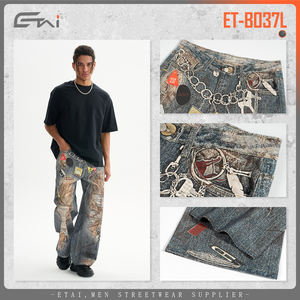 <span class=keywords><strong>Tendance</strong></span> 2025 Pantalon En Denim Surdimensionné Unisexe Trompe L'oeil Pantalon Baggy Pantalon Homme Sale Jeans Hommes - Product Image 2