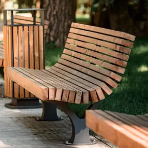 Prezzo di fabbrica panca lunga da giardino sedile pubblico panca da esterno in legno