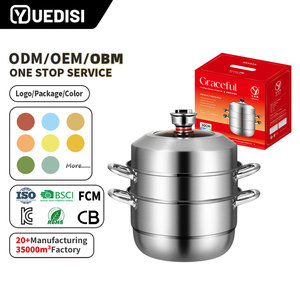 Yuedisi Minuteur Modèle <span class=keywords><strong>Acier</strong></span> Inoxydable Cuiseur Vapeur 3 Niveaux Double Fond Marmite à Vapeur - Product Image 1