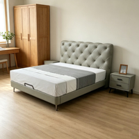 Lit moderne minimaliste et épuré, réglable, avec finition en pin métallique, revêtement en cuir véritable, écologique et confortable