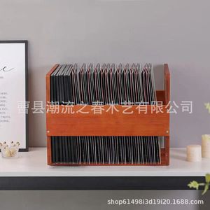 Organizador de escritorio minimalista de madera para oficina, organizador de escritorio, estante de almacenamiento para libros y artículos de papelería, cesta de almacenamiento para discos. - Product Image 3