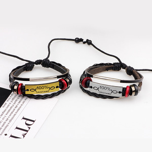 Woven Leather <b>Bracelet</b> Gold And Silver <b>Infinity</b> Symbol Couple Jewelry Promotional Wristbands - Product Image 4