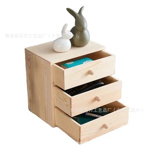 Wooden Desktop <b>Storage</b> <b>Box</b> With 3 <b>Drawers</b> Rectangle Standing Type For Jewelry Necklace Pendant Organizing - Product Image 1