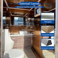 Remorque WC Mobile Commerciale à Essieu Unique, 2 Cabines avec Urinoir, Intérieur Bronze, pour Location Haut de Gamme