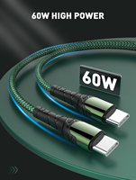 Kabel Pengisian Cepat PD Tipe C ke Tipe C LDNIO Baru LC101/LC102 60W dengan Jalinan Nilon dan Logam