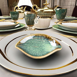 CHAODA Plats à tremper en céramique écologiques en forme <span class=keywords><strong>de</strong></span> <span class=keywords><strong>feuille</strong></span> verte Soucoupe en porcelaine Sauce à sushi Plats à tremper - Product Image 2