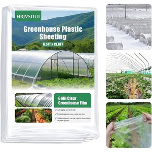 <b>Greenhouse</b> <b>Plastic</b> Sheeting 6.5 X 19.6 Ft 6 Mil Clear UV Resistant Polyethylene Film For Farms And Gardens - Product Image 3