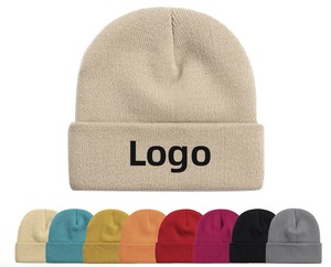<b>Winter</b> <b>Cap</b> Beanies Custom Warm Cuffed Unisex Acrylic Knitted Hat Printed Jacquard Beanie Hats With Rhinestones Promotion Gift - Product Image 1