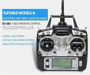 Transmisor de Radio FlySky FS-T6 6CH 2.4G AFHDS con Receptor R6B, Modo 2, Control Remoto Programable para Helicópteros, Planeadores y Aviones - Product Image 3