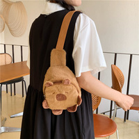 Sac de poitrine en peluche Capybara de dessin animé BT, sac à bandoulière en forme de poupée d'animaux mignons, jouet pour fille, cadeaux de vacances, divertissement en plein air, vente en gros pour machines à griffes